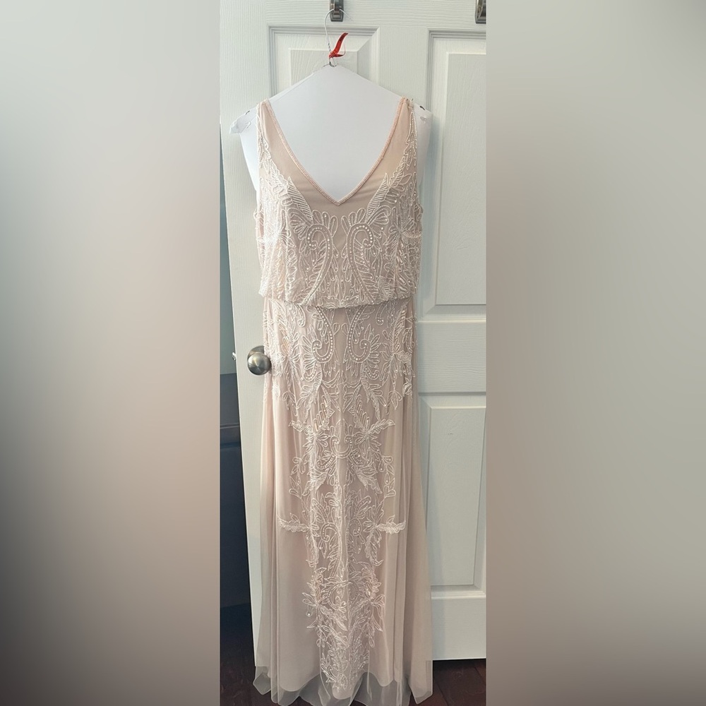 Adrianna Papell Blush Beaded Maxi Dress